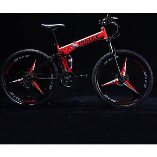 26Inch Folding Mountain Bicycle 21 Speed Double Shock Absorption Off-Road Variable Speed Ultimate Adult Student One-Wheeled Bike