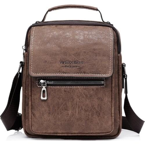 Casual Fashion Men Shoulder Vintage Crossbody Bags Business Male Bag PU Leather Handbag High Capacity Men Messenger Bags Travel