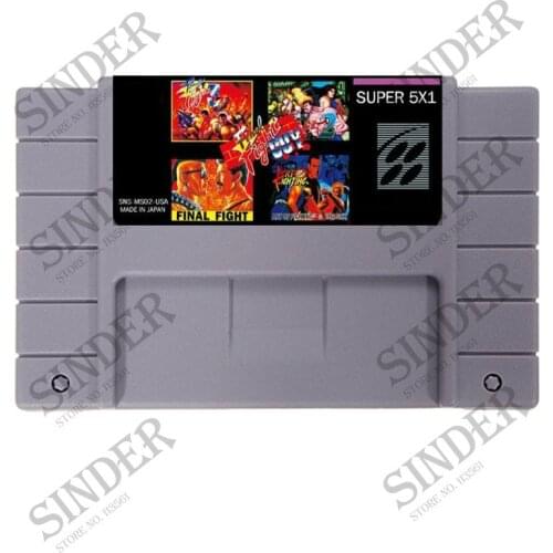Super Game 5 In 1 Final Fight Collection 16 Bit Gray Game Card For USA NTSC Game Player