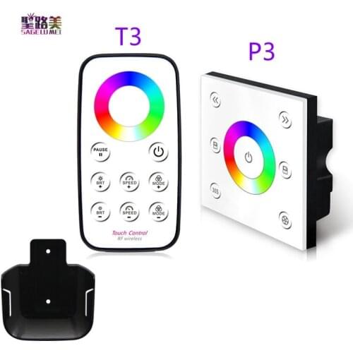 T3+P3 New Led Dimmer Wireless Remote Single-Zone RGB Controller Touch panel P3 and RF Wireless Remote T3 Dimmer