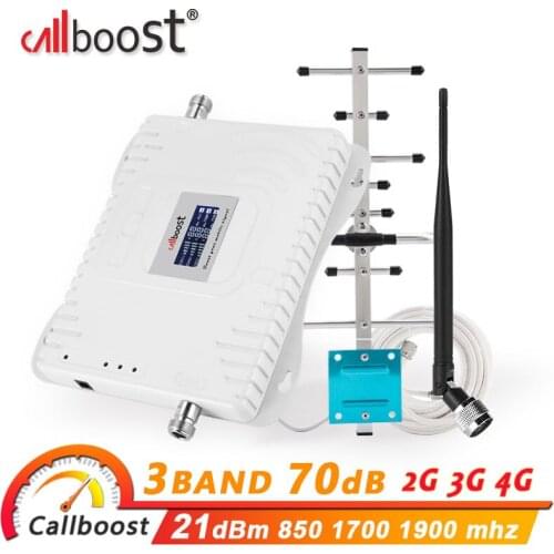 Callboost Tri-band booster 850 1700 1900 signal repeater gsm 2g 3g 4g booster 3g mobile cellular amplifier CDMA PCS AWS repeater