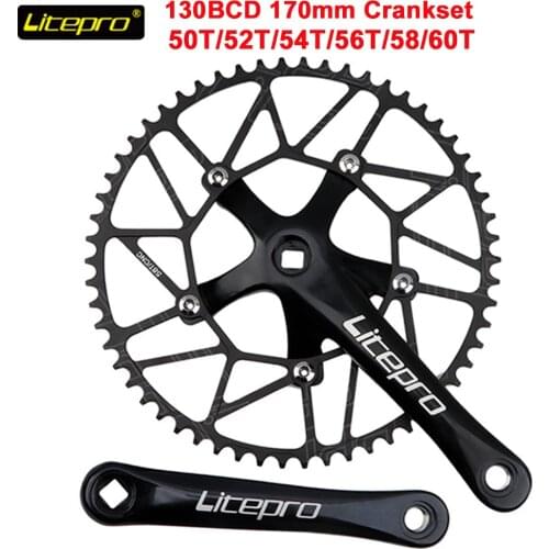 Ultralight 130BCD Bike Crankset 5 Nail 170mm Square Hole Crank BXM Folding Bike Chainring 50T 52T 54T 56T 58T Bicycle Chainwheel