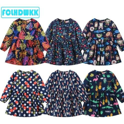 Spring Girls Dress Cotton Long Sleeve Print Flower Kids Dress Toddler Girls Dress Fashion Kids Clothing Dress for Girls FCLHDWKK