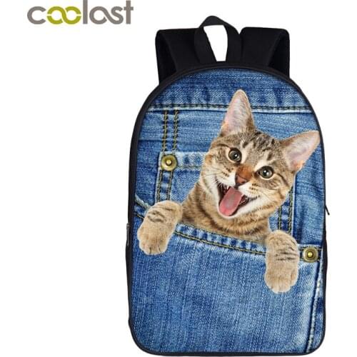 Funny Pocket Cat / Dog Backpack For Teenager Puppy Kitten Boys Girls Daypack Children School Bags Women Bagpack Laptop Backpack