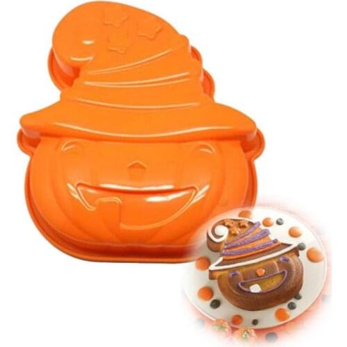 Large Pumpkin Silicone Cake Mold Pudding Spooky Halloween Party Cake Decorating Top Mold Pan Kitchen Bakeware Baking Tray Tools