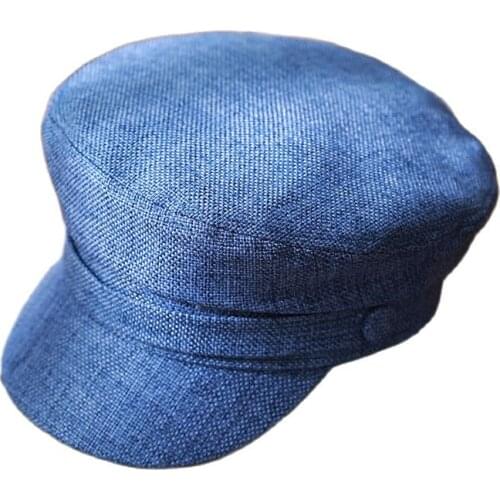 Womens Spring Linen Cotton Beret Navy Cap Octagonal Retro Sailor Cap