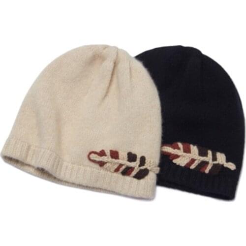 Winter 100% Cashmere Hat Luxury Brand knitted hats Women warm autumn Knit