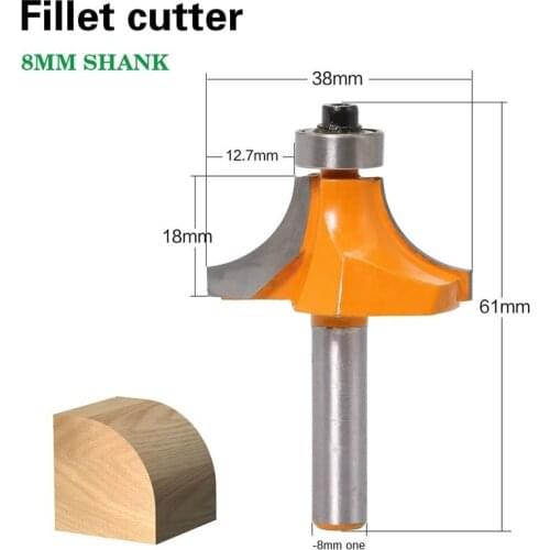 1pc 8mm Shank Round-Over Router Bits for wood Woodworking Tool 2 flute endmill with bearing milling cutter Corner Round Over Bit