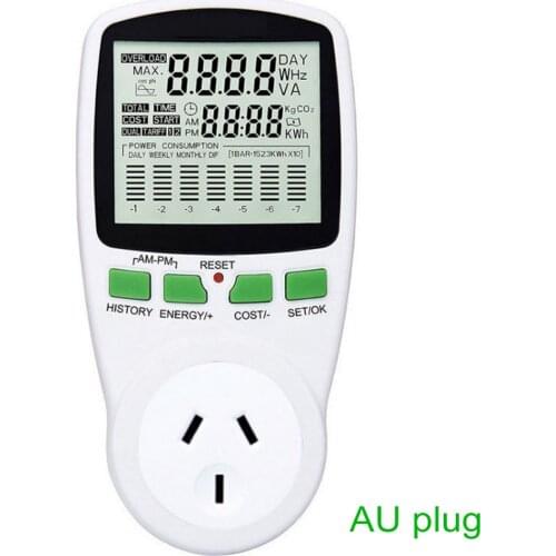 220V Digital LCD Power Meter Power Meter Socket Power Kwh Energy Meter EU US UK AU Measurement Socket Power Analyzer Power Meter