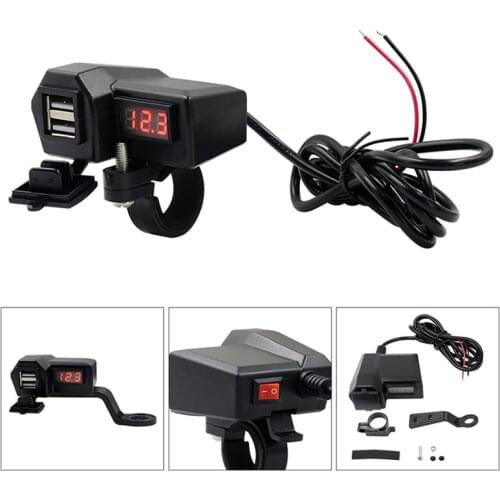 3.4A Dual Usb Motorcycle Mobile Phone Charger 10-24V Cigarette Lighter With Voltage Display Meter Car Modification Parts
