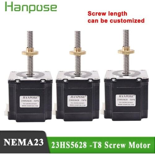 3pcs /lot Free shipping stepper motor Nema23 with Copper nut lead 23HS5628-T8 310MM T8 Screw motor Used for robots motor