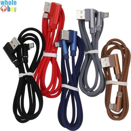 300pcs/lot USB Cable For iPhone XS Max 90 Degree elbow Fabric For Xiaomi Samsung Charging Charger Micro USB Type C Charger Cord