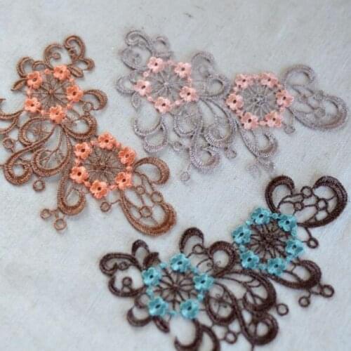 4 Pieces Free shipping High Quality Beautiful Fabric Venise Sewing Lace Applique Lace Collar Trim
