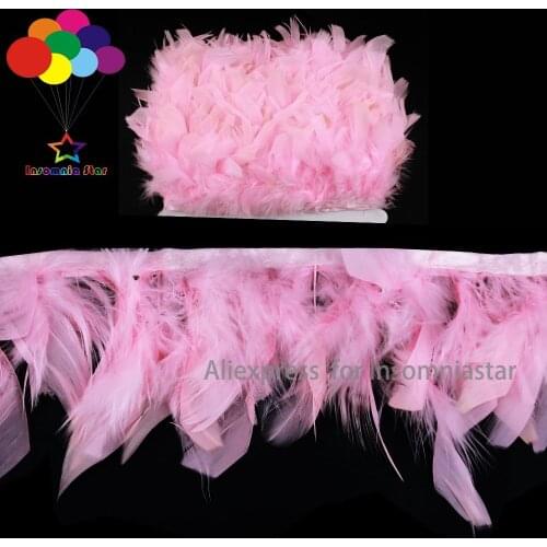 INSOMNIA STAR Pink fluffy Turkey feathers trim fringe 8-12 cm DIY colored feather ribbon