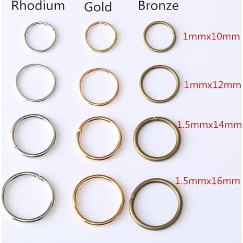 100Pc/Lot 10mm/12mm/14mm/16mm Big Iron Metal Open Single Loops Jump Split Rings For Connector Jewelry Chains Making Findings Diy