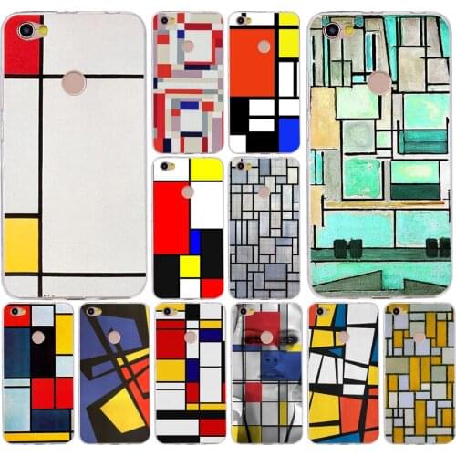 162H bauhaus style abstract piet mondrian Silicone Soft Tpu Cover phone Case for xiaomi redmi 4a 6a 4x note 5a pro mi a1