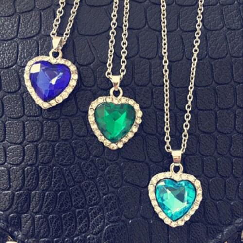 Zircon Heart Titanic Ocean Heart Necklace Short Chain Womens Dance Gift