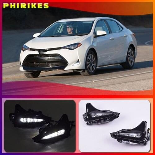 White LED DRL Daytime Running Lights Fog light Lamp For Toyota Corolla 2017 2018 17 18 Auto Car Parts Accessories