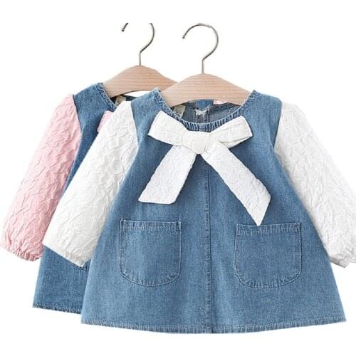 Winter Fall Girls Denim Dress Clothes Long Sleeve Lounge Set for Children Kids Costumes Newborn Baby Rompers Vestidos Bebe