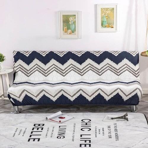 Geometric Waves Scandinavian Stretch Elastic No Armrest Sofa Cover Armless Slip Cover Polyester/Spandex Parlour Living Room