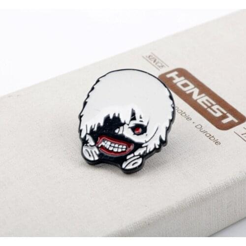 Enamel Anime Jewelry Tokyo-Ghoul Brooch Pin Horror Skull Face Brooches Pins Men Women Backpack Bag Shirt Badge Brooch Trinket