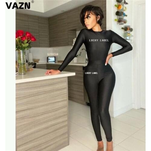 VAZN 2020 Lucky Label New Full Sleeve Letter Women Casual Gym Sport Fitness Fashion Set Holiday Women Young Energetic Set