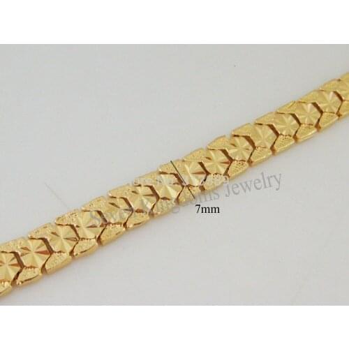 Foromance/ NEW 7.5" 7MM - YELLOW GOLD OVERLAY FILLED BRASS CARVED LINK BRACELET/GREAT GIFT