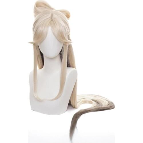 Genshin Impact Ningguang Cosplay Wig Blonde Long Heat Resistant Synthetic Hair Halloween Party Role Play Wigs + Wig Cap