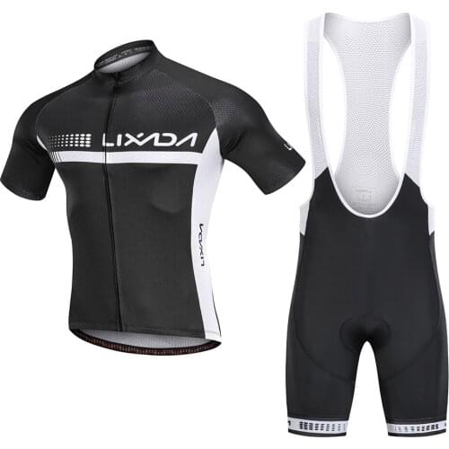 Lixada 2019 Cycling Jersey Set Short Sleeve Bicycle Shirt Breathable Padded Bib Shorts Summer MTB Bike Riding Cycling Suit