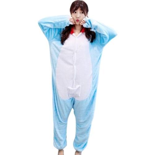 Halloween Homecoming Costume Unisex Adult Onesie Flannel Animal Anime Zipper Doraemon Cosplay Costume