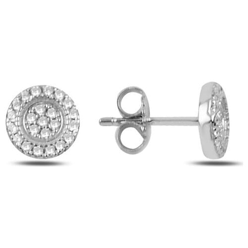 KUTAYDAN Zircon Round Earrings 925 Sterling Silver