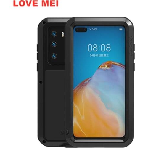 Love Mei Metal Tempered glass Full Protective Cover For Huawei P40 Pro Lite Case Heavy Duty Armor Shockproof Waterproof Coque