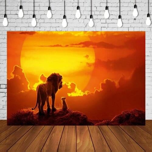 Cartoon Backdrop Boy Birthday Party Banner Sunset Lion Grand Photography Background Baby Shower Studio Scene Setter Mural Poster