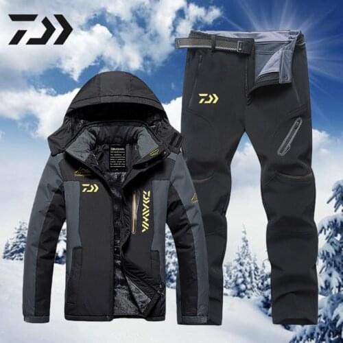 DAIWA Men Suit for Fishing Jacket Waterproof Windproof Warm Thick Pants Fishing Shirt Sports Fishing Suit Winter Fishing Wear