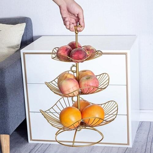 Nordic Luxury Fruit Bowl Household Metal Larg 3 Layer Fruit Tray Modern Simple MultifunctionDried Fruit Snacks Basket Home Decor