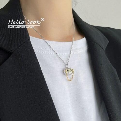 HelloLook 925 Sterling Silver 2021 New Cat Necklace With Gold Glasses Glasses Party Jewelry Necklace For Woman