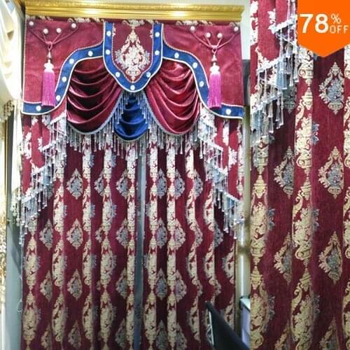 New OK Ultimate Luxury curtain Wine Red beaded curtain door curtains for living room Restaurant Wedding curtains