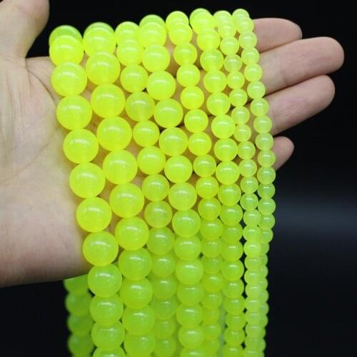 Oameusa Natural Round Bright Yellow Chalcedony Beads Loose Beads For Jewelry Making Spacer Beads Accessories Diy Make