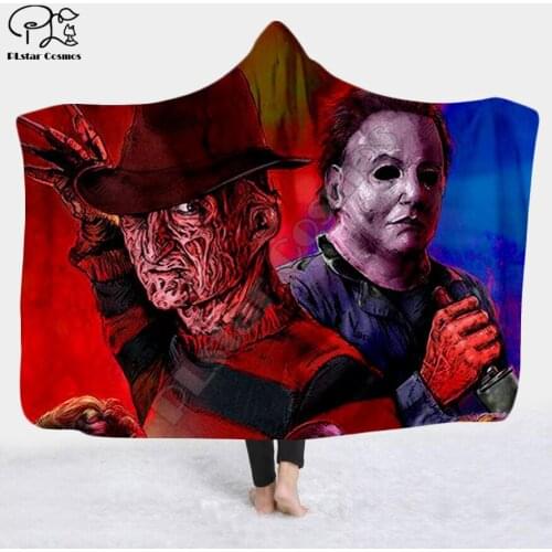 Halloween horror movie Scream Team Blanket Hooded Blanket 3D full print Wearable Blanket Adults men women Blanket style-3