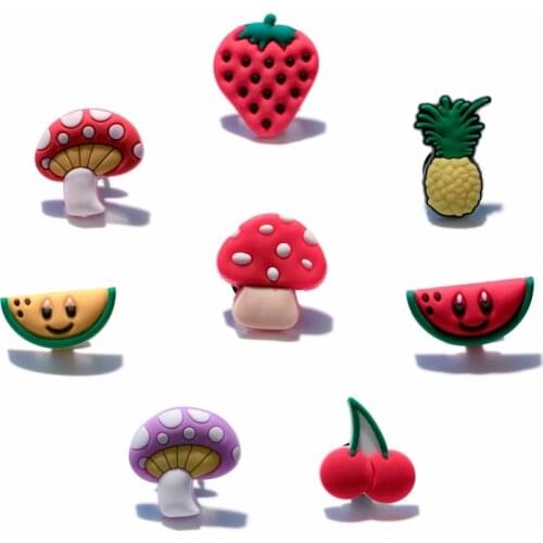 Single Sale 1pc Fruits&Flowers PVC Shoe Charms,Shoe Buckles Accessories Fit Bands Bracelets Croc JIBZ,Kids Party X-mas Gifts