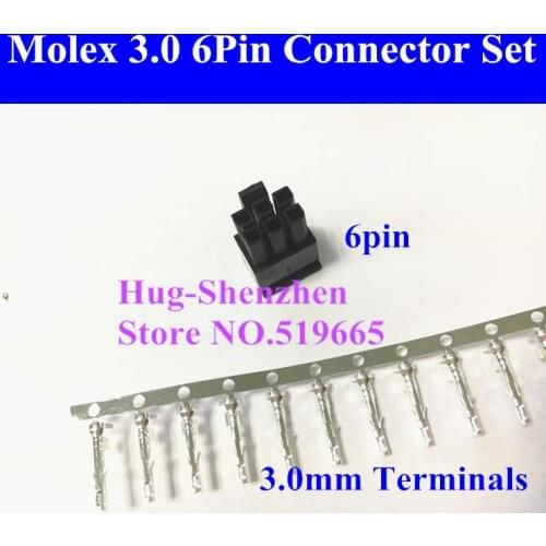 Wholesale 500X Molex 3.0mm 2*3pin 6 Pin 6pin 43645-0600 Male Power Connector Housing Black Plastic Shell with 3000 terminals pin