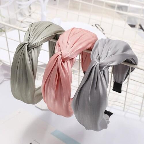 Twist Knot Headband for Women Simple All-match Solid Color Shinny Fabric Hairband Hair Accessories Wholesale