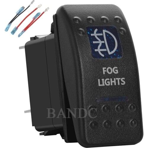 FOG LIGHTS 5Pins On-Off SPST Blue Led Lamp Rocker Switch for ARB/Carling/NARVA 4x4 Style，12V 20A 24V 10A，Jumper Wires Set