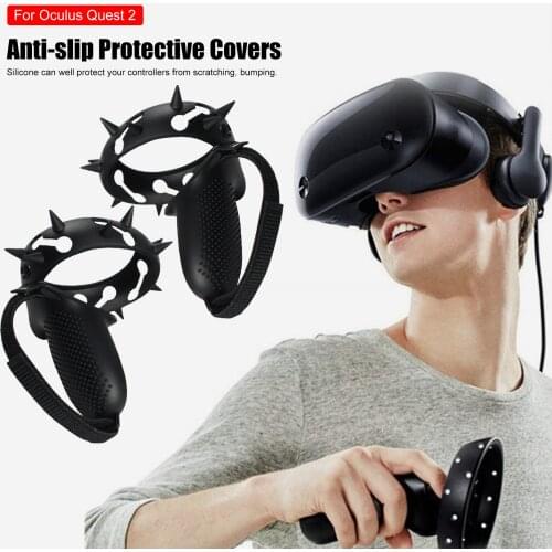 1pair Anti Throw Dustproof With Knuckle Strap Shockproof Gaming Accessories Touch Controller Grip Cover For Oculus Quest 2