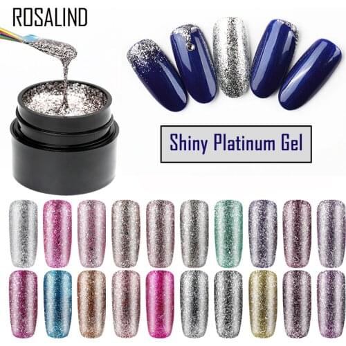 ROSALIND Gel Nail Polish Set Shiny Platinum Nails Art For Manicure Gel Lak UV Colors Top Base Coat Primer Hybrid Varnishes