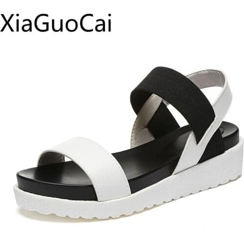 High Quality Hot Sale Women Flat Sandals Summer Back Strap Female Solid Summer Platform Sandals for Girls