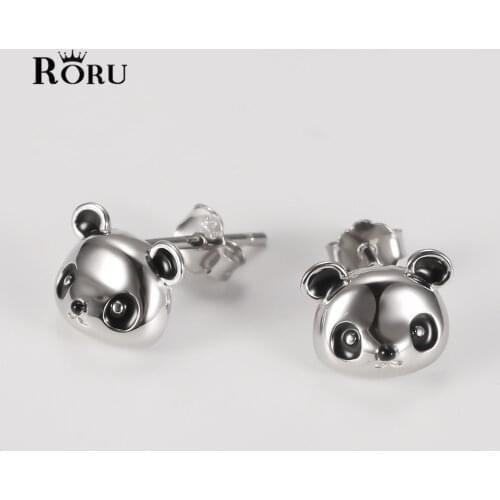 925 Sterling Silver Lovely Animal Cute Panda Stud Earrings Collection for Student Little Girls Birthday Gifts 2021 Summer New