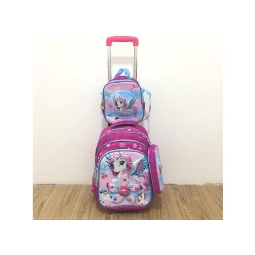 School wheeled backpack bag set school Rolling backpack bag with wheels Children school Trolley backpack Bag for girls student