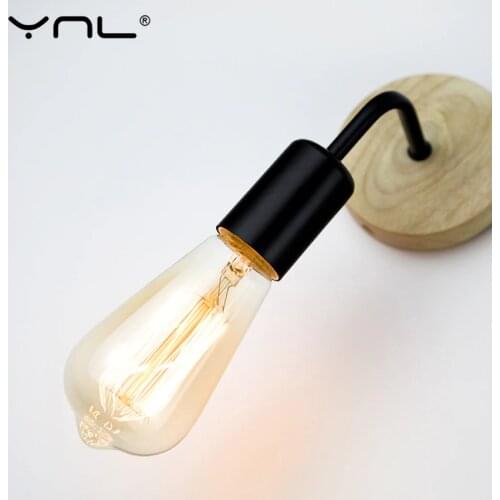 Nordic Wood Wall Lamp Sconce E27 85-265V Retro Vintage Indoor Lighting Bedroom Liveing Room For Home LED Wall Light Fixture