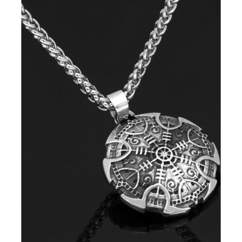 Nordic viking stainless steel amulet Vegvisir Compass pendant necklace with gift bag